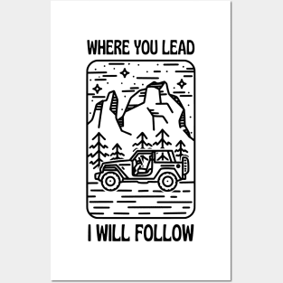 Where You Lead I Will Follow - Car - Outdoors - White - Gilmore Posters and Art